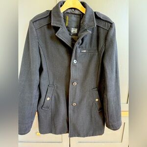 Jack & Jones Men's Wool Black Peacoat • L